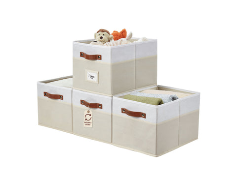 Foldable Storage Baskets for Shelves | Closet Storage Bins with Labels for Kids Toys, Bedroom, Laundry & Bathroom