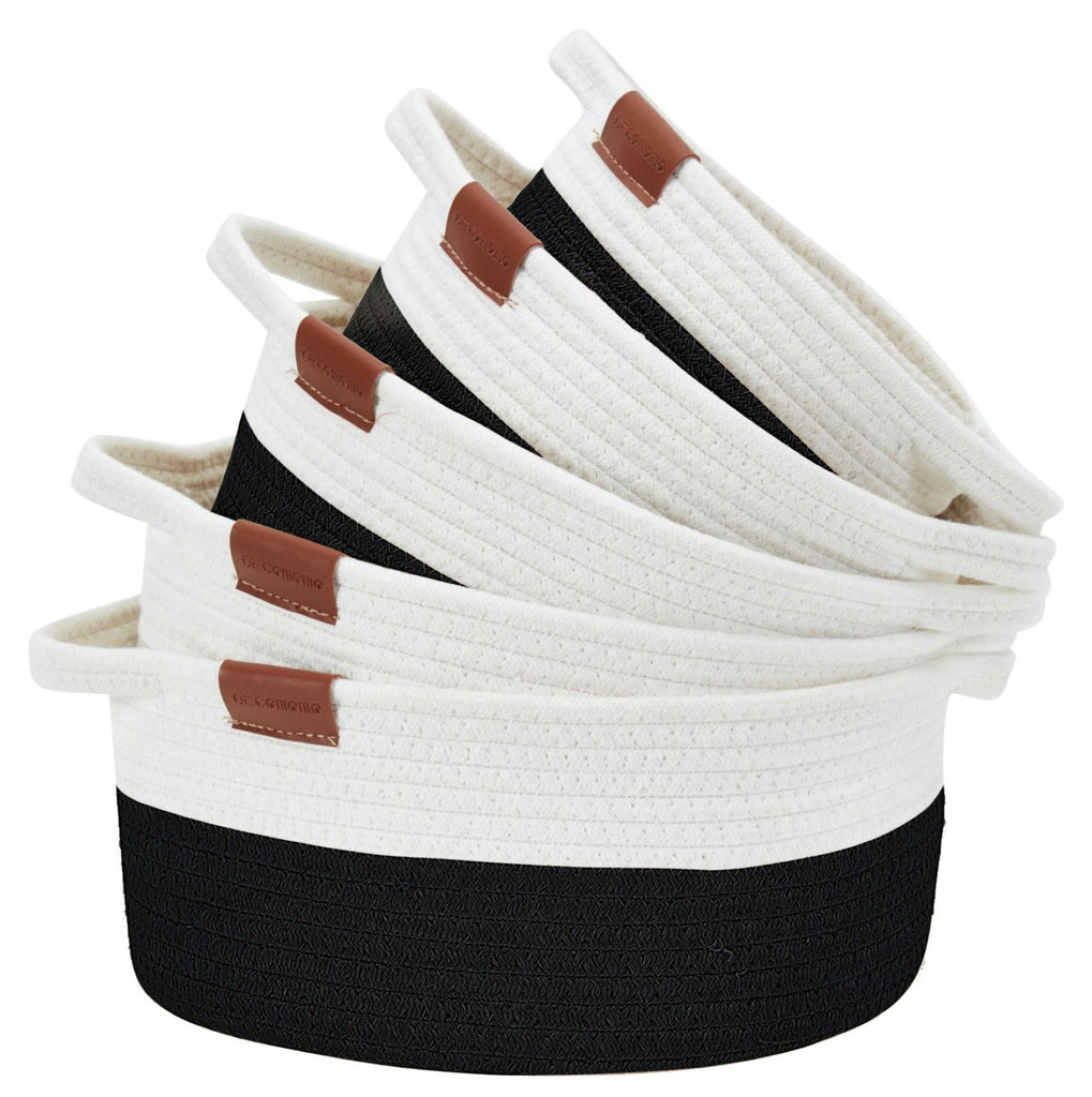 Nested Cotton Rope Woven Basket (5 Pack) - Cotton Storage Basket