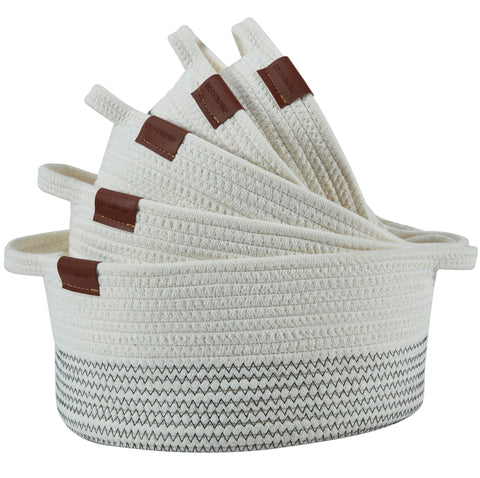 Nested Cotton Rope Woven Basket (5 Pack) - Cotton Storage Basket