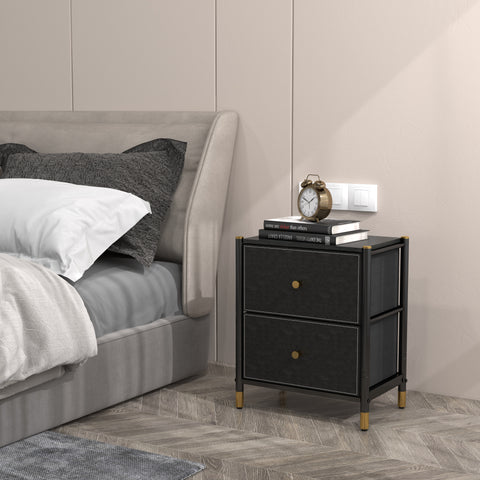 Nightstand With Drawers, 2-Tier Bed Side Table for Bedroom, End Table with Storage Baskets for Living Room, Entryway, Office, and Nursery
