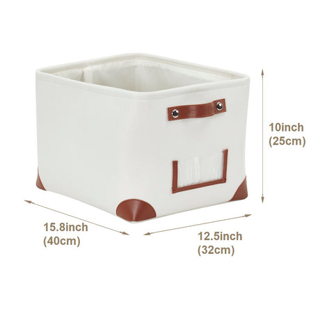 Large Foldable Fabric Storage Bin W/Handles and Label Holder - Storage Basket For Toys