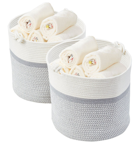 Cotton Rope Storage Basket w/Knot Handles | Woven Basket for Plants and Toys