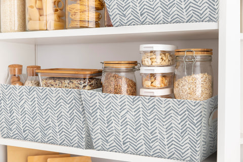 Nestable Storage Bin w/ Cut-out Handles | Patterned Small Storage Baskets