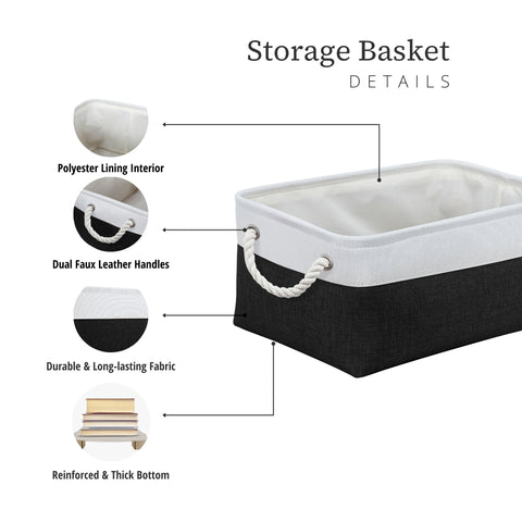 Medium Foldable Fabric Storage Bin W/ Rope Handles - Nursery Storage Basket