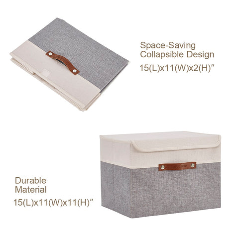 Fabric Storage Bins Stackable Storage Box with Lid (3-Pack) - Lidded Storage Bin