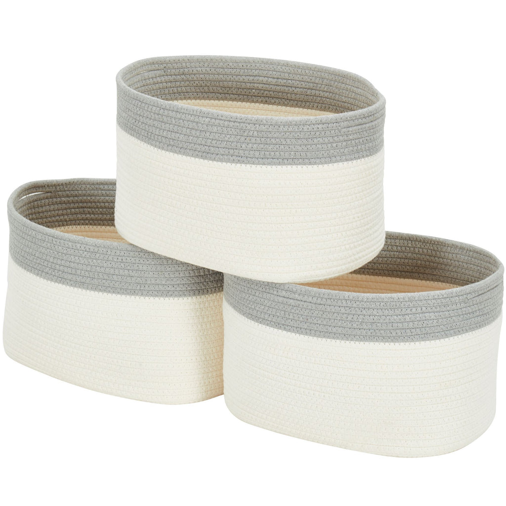 Cotton Rope Storage Baskets with Handles (3pcs) - Cotton Woven Bins