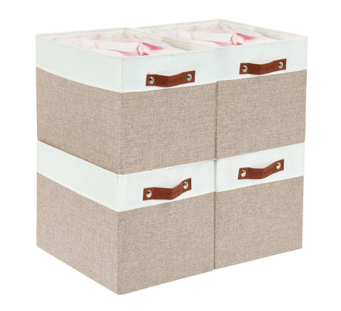 13x15 Fabric Storage Bins Collapsible Storage Basket | Sturdy Storage Organizer - Set of 4