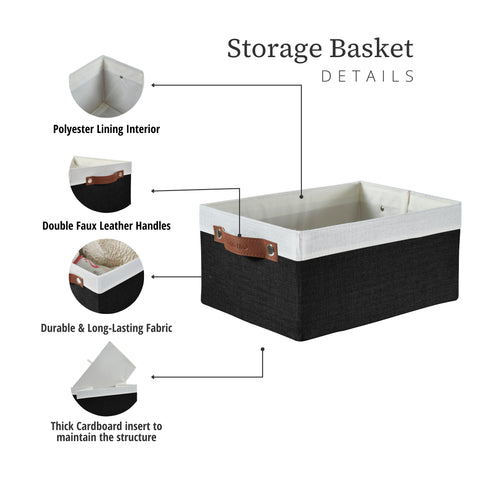 Medium Storage Bins Collapsible Storage Basket | Sturdy Closet Organizers
