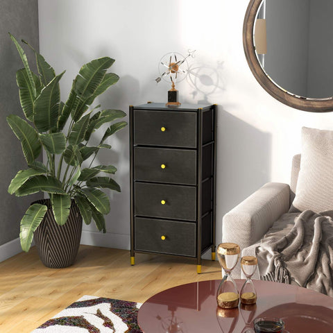Tall Dresser Storage with Baskets | 4-Tiers 4 Drawers | Chest of Drawers