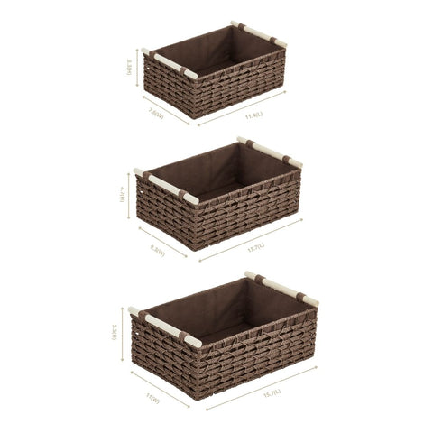 Boho Rope Décor Storage Baskets (3 Pack) - Home Décor Storage Basket