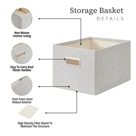 Premium Storage Baskets for Shelves | Robust Closet Storage Bins for Clothes, Books and Toy Organization