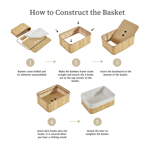 Bamboo Storage Basket with Removable Linen Storage Bin | Natural Wicker Baskets