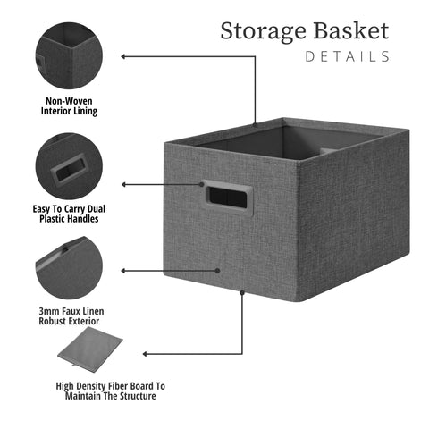 Premium Storage Baskets for Shelves | Robust Closet Storage Bins for Clothes, Books and Toy Organization