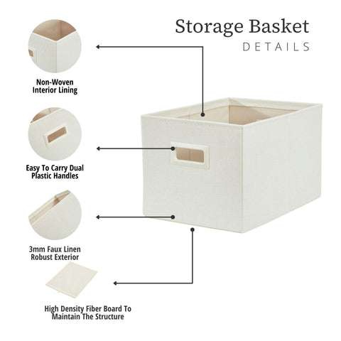 Premium Storage Baskets for Shelves | Robust Closet Storage Bins for Clothes, Books and Toy Organization