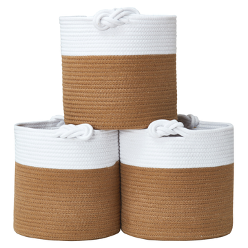Cotton Rope Storage Basket w/Knot Handles | Stylish Woven Basket for Plants and Toys