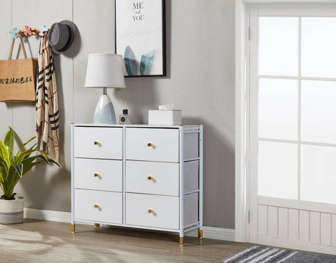 Tall Dresser Storage with Baskets | 3-Tier 6 Drawers | Chest of Drawers