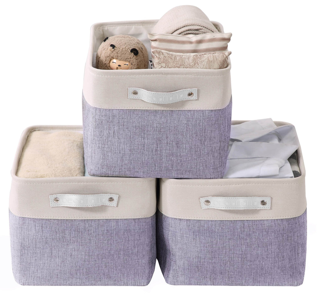 Woven Storage Baskets For Organizing - 4 Fabric Empty Organizer Bins With  Handles - Great Bin For Organization