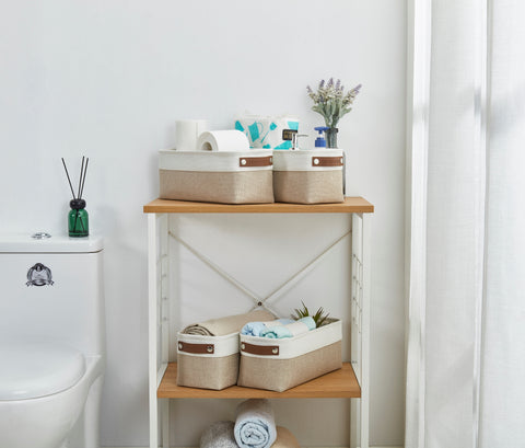 Small Fabric Storage Baskets | Bathroom Organizers | Underwear Organizer w/Handles