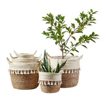 5-Pack Wicker Storage Basket For Plants with Handle and Tassel