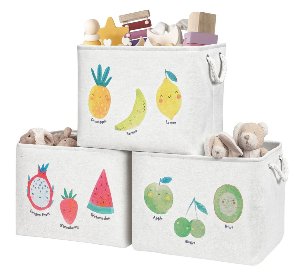 Fruit Print Storage Baskets | Fabric Storage Bins for Nursery Organization