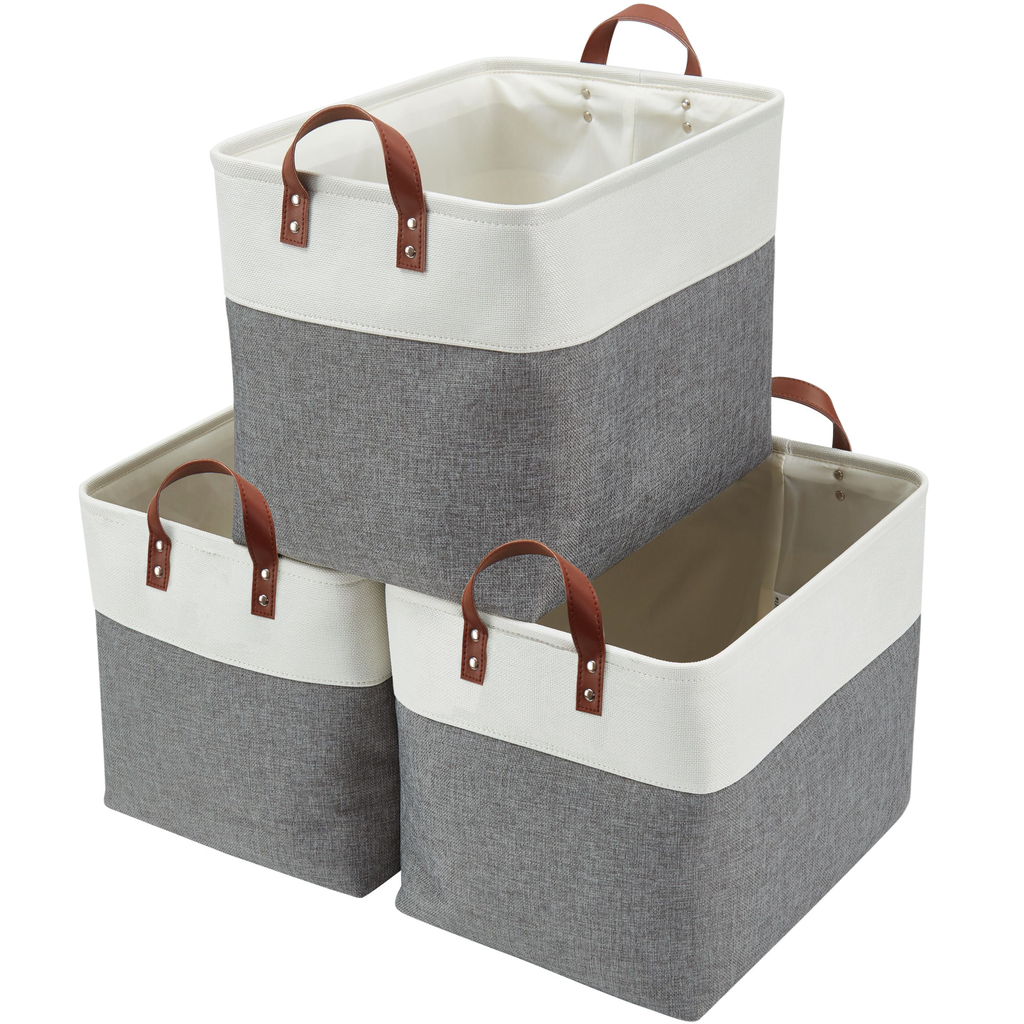 Large Closet Storage Organizer Baskets w/Long Handles | Large Storage Bins