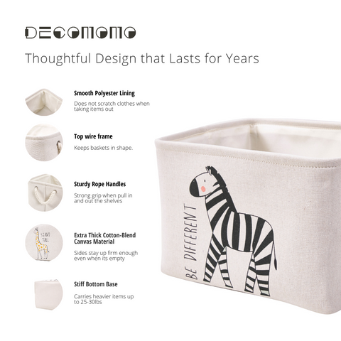 Animal Prints Toy Storage Baskets | Fabric Storage Bins for Nursery Organization