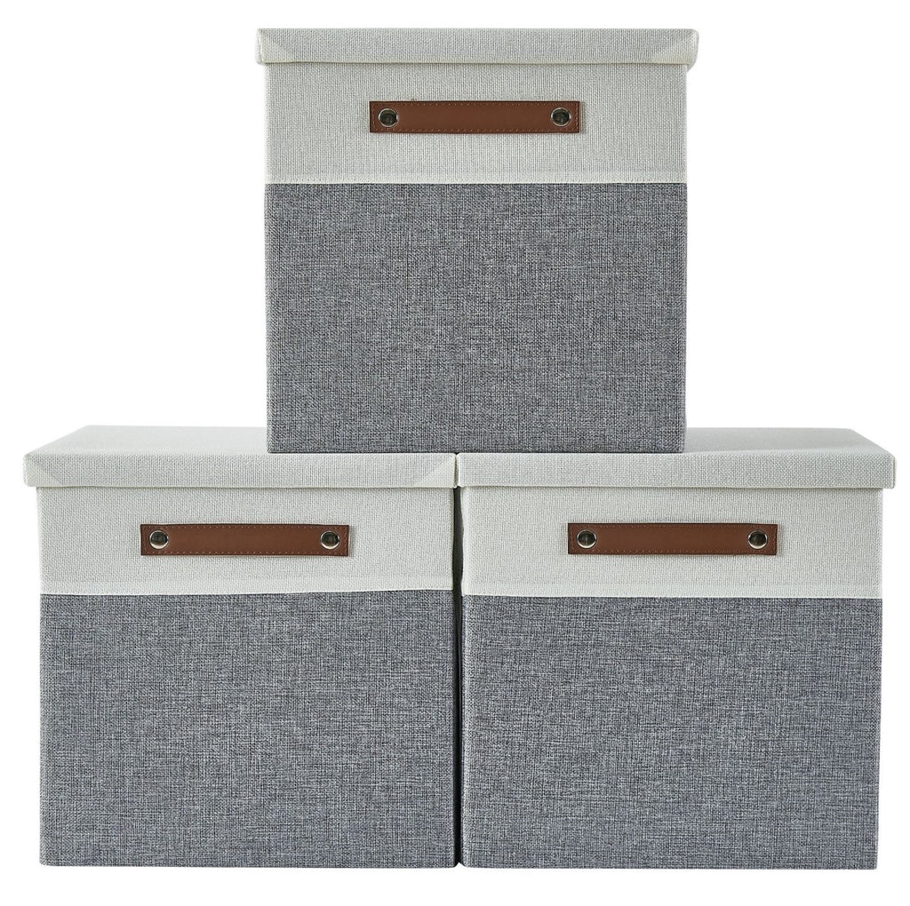 Lidded Storage Bin | Storage Box with Lid 3-Pack | DECOMOMO