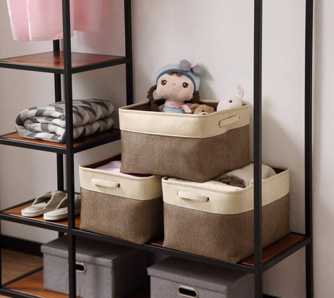 Extra Large Foldable Fabric Storage Basket W/Handles (In 6 Colors) - Closet Organizer Bins