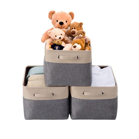 Extra Large Foldable Fabric Storage Basket W/Handles (In 6 Colors) - Closet Organizer Bins