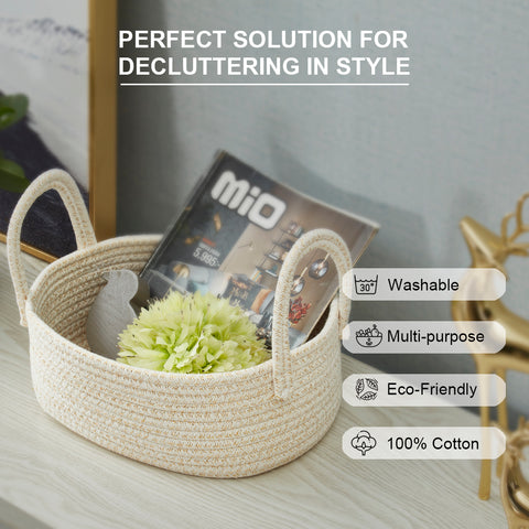 Dotted Lines Nested Cotton Rope Storage Basket 5Pc | Woven Basket