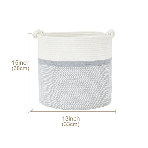 Cotton Rope Storage Basket w/Knot Handles | Woven Basket for Plants and Toys