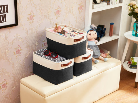 Large Foldable Fabric Storage Bin W/Handles (6-Pack) - Cloth Basket For Shelves