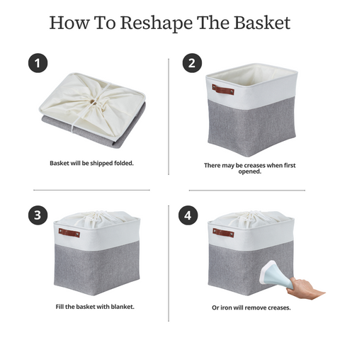 Jumbo Fabric Storage Baskets W/Cover | Closet Organizer Storage Bins