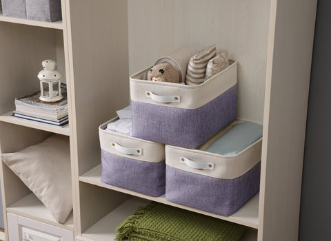 3 P Storage Baskets Rectangular Closet Organizers with Handles Foldable  Closet