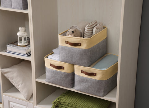 Large Foldable Storage Bin Fabric W/Handles (In 13 Colors) - Large Storage Organizer Basket