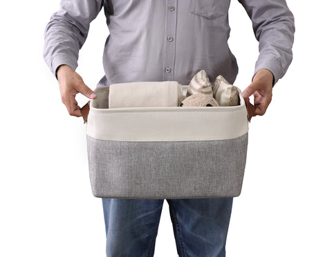 Large Foldable Fabric Storage Bin W/Handles (6-Pack) - Cloth Basket For Shelves