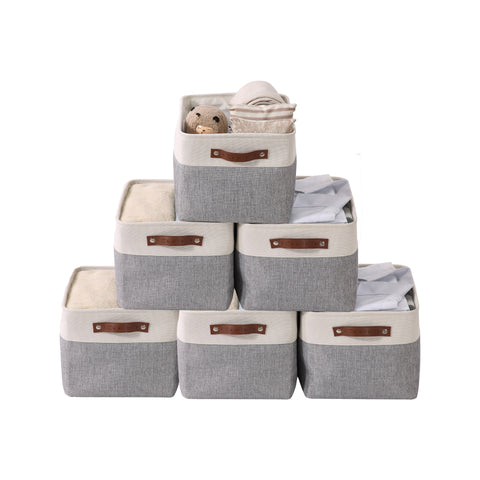 Large Foldable Fabric Storage Bin W/Handles (6 Packs) - Large Storage Organizer