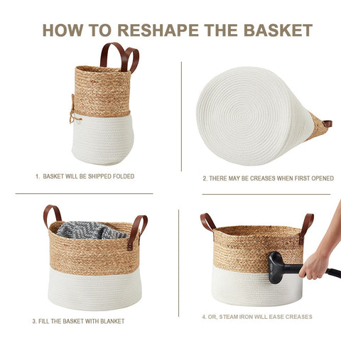 Large Cotton Rope Wicker Storage Basket (2pc) - Basket Pots For Plants