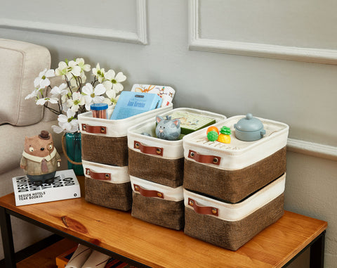 Small & Large Foldable Fabric Storage Basket Set (9 pieces) - Starter Pack