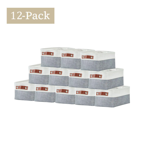 Small Foldable Fabric Storage Bin W/Handles (12-Pack) - Small Storage Organizer