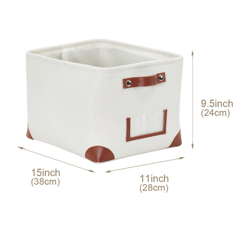 Large Foldable Fabric Storage Bin W/Handles and Label Holder - Storage Basket For Toys