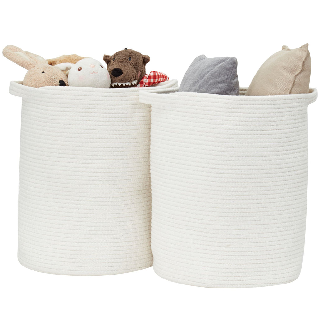 Cotton Woven Rope Baskets Large & Specious (2pcs) - Cotton Storage Bins