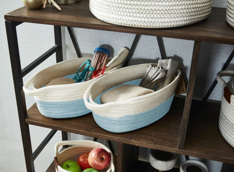 Small Cotton Woven Rope Baskets (5pcs) - Cotton Storage Bins