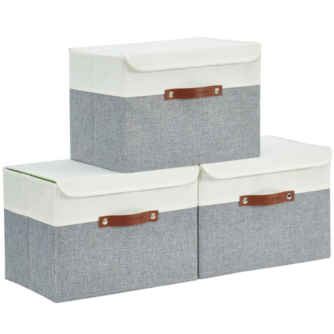Fabric Storage Bins Stackable Storage Box with Lid | Lidded Storage Bin