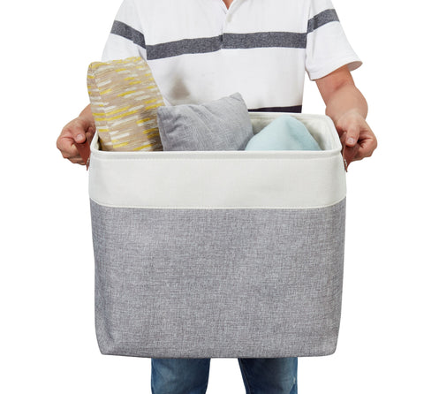 Canvas Laundry Basket Foldable Clothes Toy Storage Organizer Large
