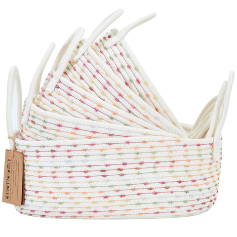Dotted Lines Nested Cotton Rope Storage Basket 5Pc | Woven Basket
