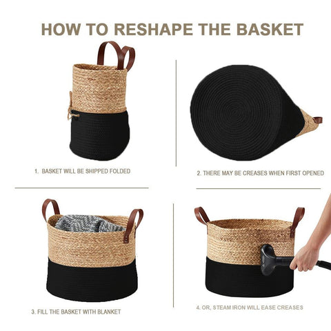 Large Cotton Rope Wicker Storage Basket (2pc) - Basket Pots For Plants