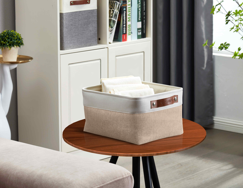 Small Foldable Fabric Storage Bin W/Handles (3 Pack) - Fabric Storage Organizer