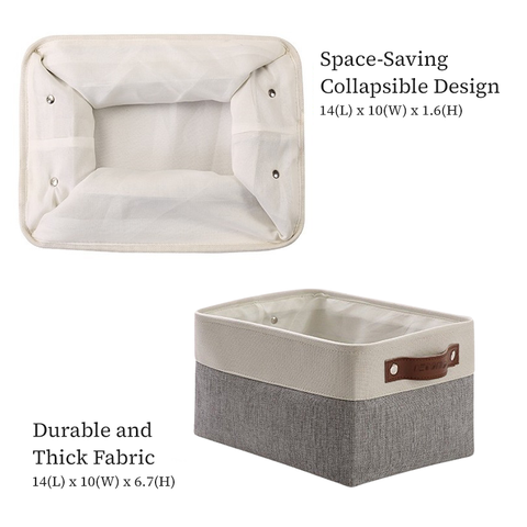 Small Foldable Fabric Storage Bin W/Handles (3 Pack) - Fabric Storage Organizer