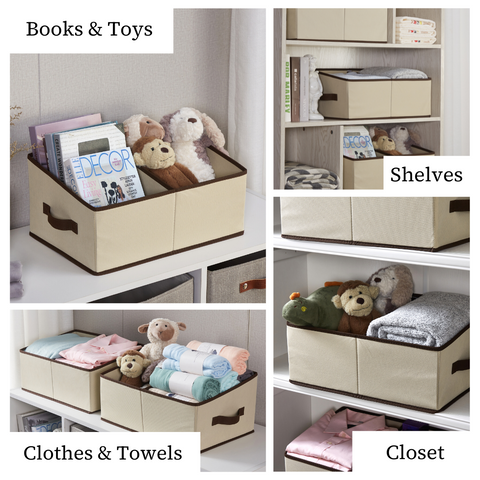 16.5’’ Foldable Trapezoid Storage Baskets with Removable Dividers - Fabric Closet Organizers for Clothes Toys Books and Baby Essentials